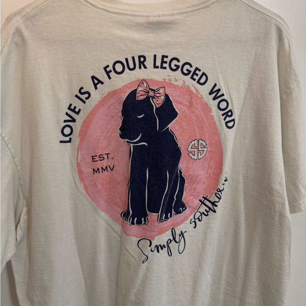 Simply Southern Cream Tee with Pink and Black Design